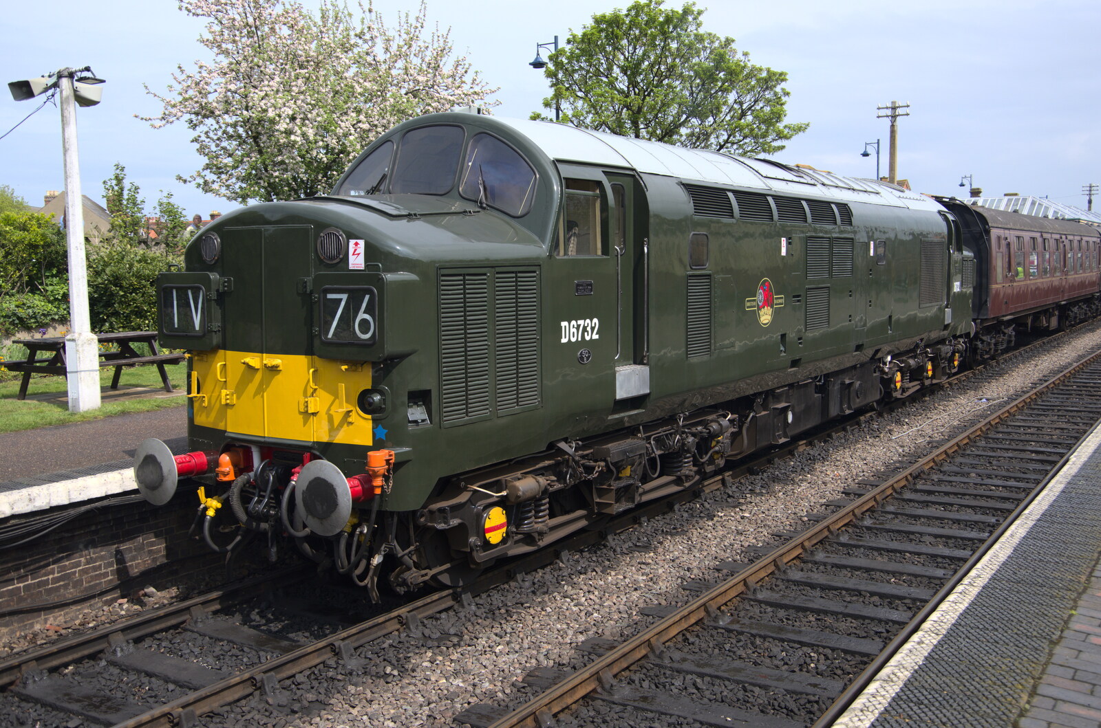 D6732 is ready to haul the next service from A Coronation Camping Picnic, Kelling Heath, Norfolk - 6th May 2023