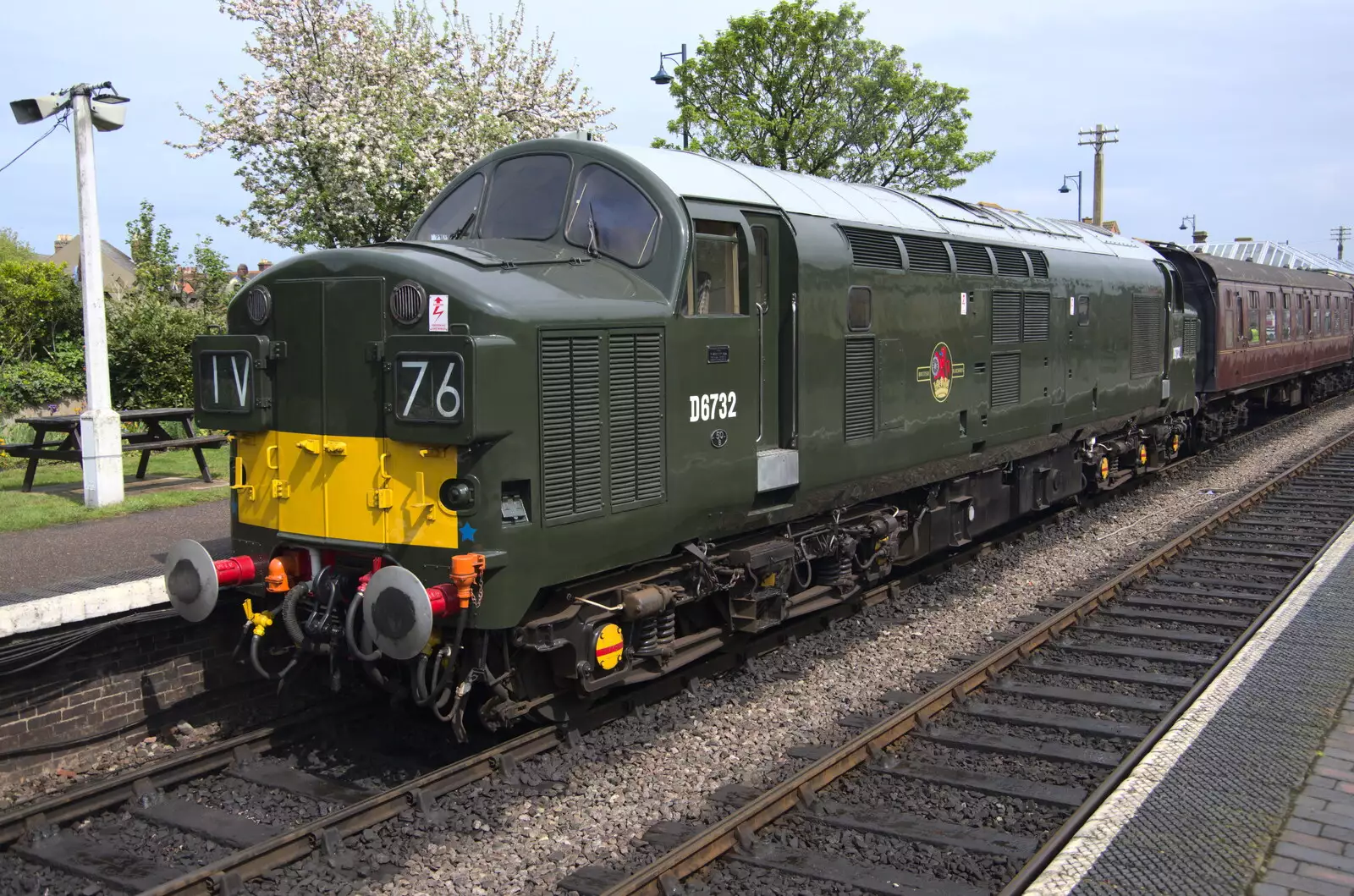 D6732 is ready to haul the next service, from A Coronation Camping Picnic, Kelling Heath, Norfolk - 6th May 2023