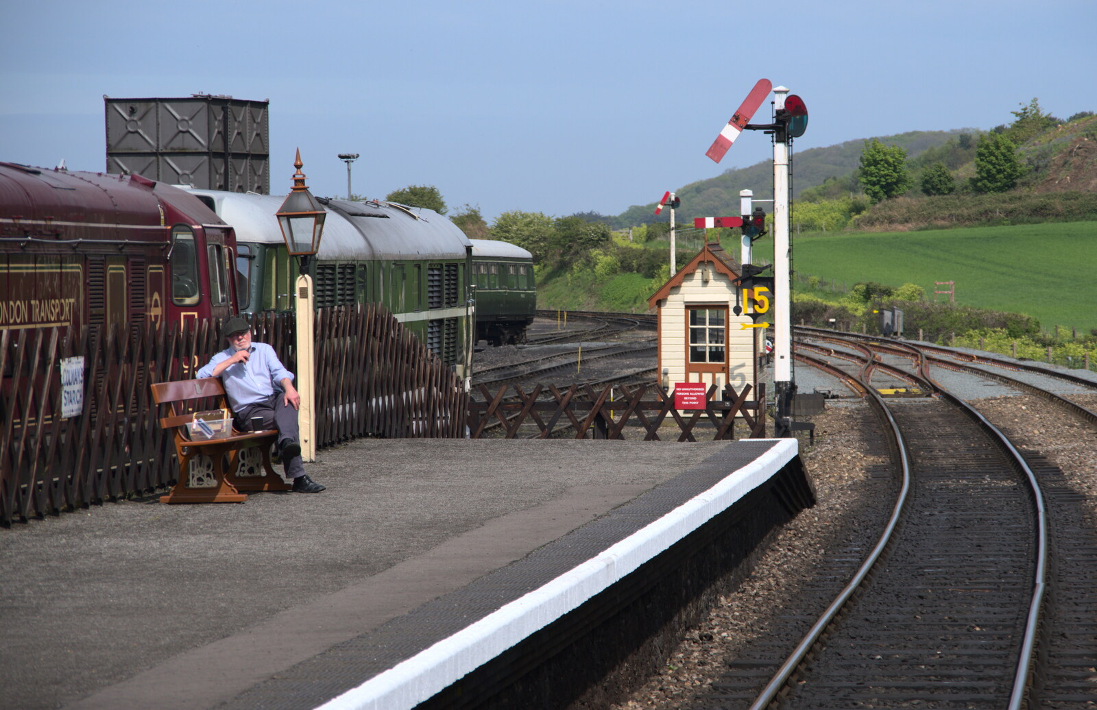 Some dude waits on the platform at Weybourne from A Coronation Camping Picnic, Kelling Heath, Norfolk - 6th May 2023