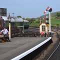 Some dude waits on the platform at Weybourne, A Coronation Camping Picnic, Kelling Heath, Norfolk - 6th May 2023