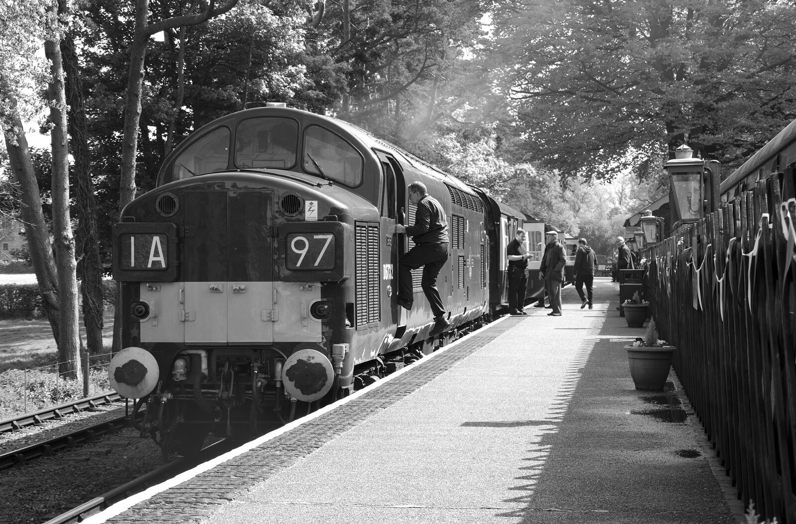 The Class 37 diesel is about to leave Holt from A Coronation Camping Picnic, Kelling Heath, Norfolk - 6th May 2023