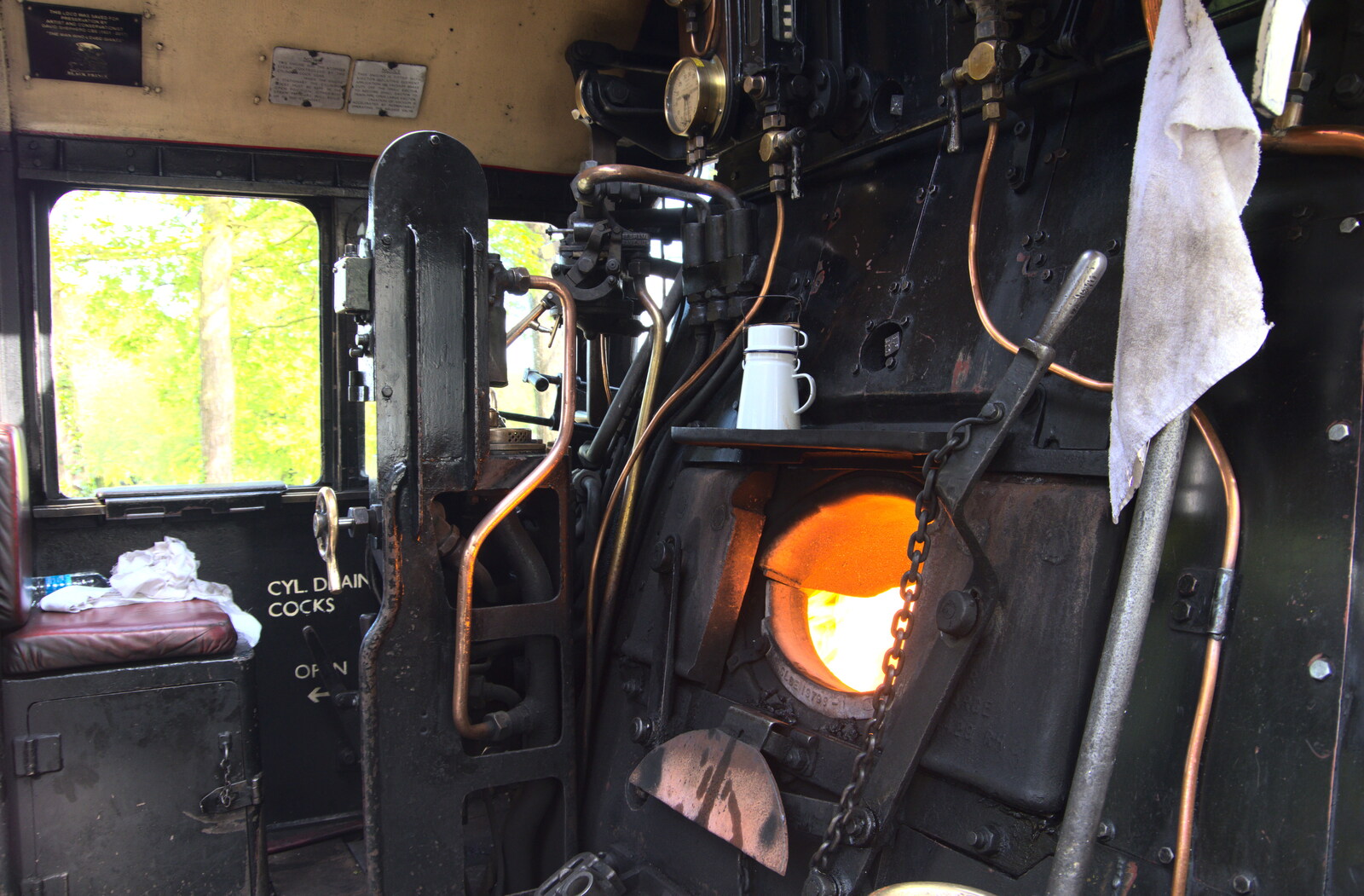 The firebox and footplate of the Black Prince from A Coronation Camping Picnic, Kelling Heath, Norfolk - 6th May 2023