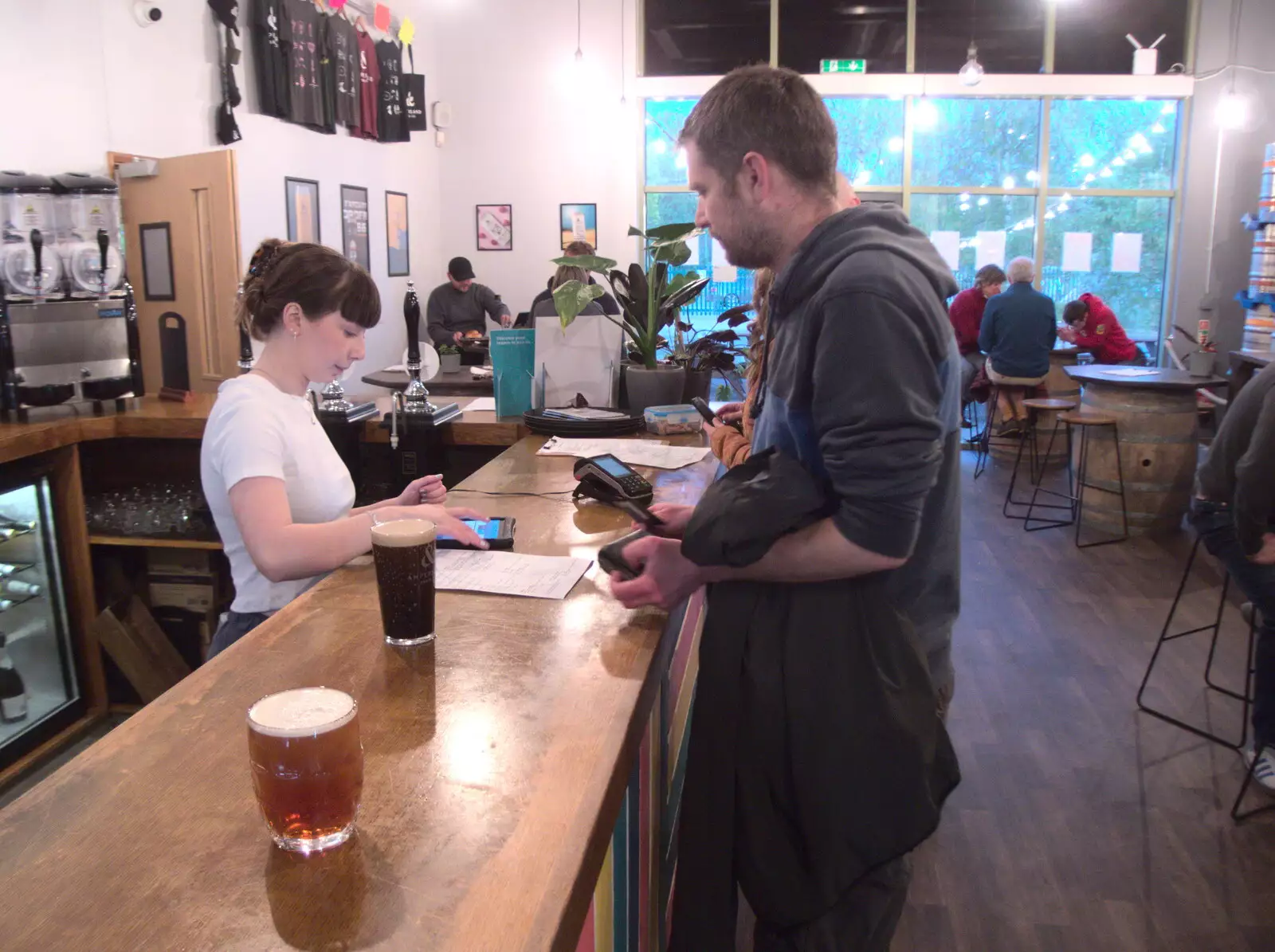 Phil's at the bar at Ampersand Tap, from DesignerMakers' Fund-Raising Ceilidh, The Cornhall, Diss - 13th May 2023