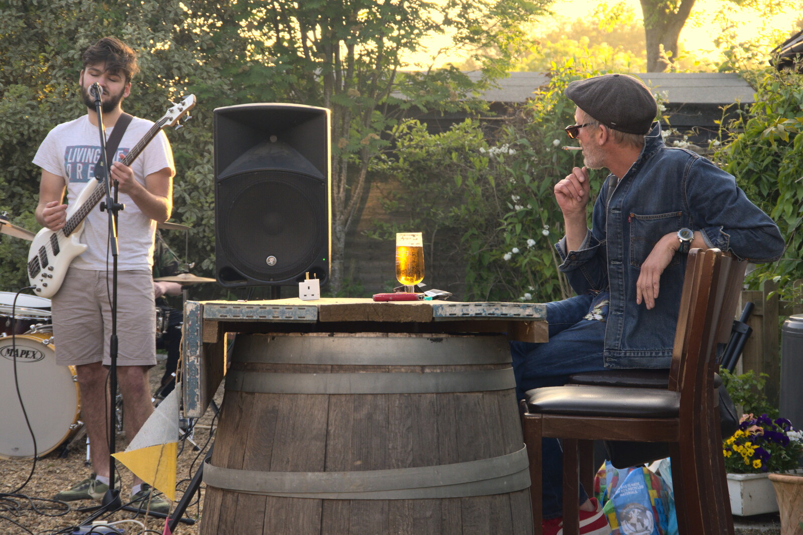 A dude in a beret watches the band from Ricochet at the Queen's Head, Eye, Suffolk - 26th May 2023