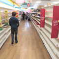 Fred roams the empty shelves of Poundland, Oaksmere Classic Cars, Brome, Suffolk - 4th June 2023