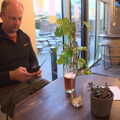 Paul checks his phone in Ampersand Tap, Forest Park Camping and a Walk to Cromer, Northrepps, Norfolk - 10th June 2023