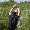 Fred sticks his arms up to avoid nettles, Forest Park Camping and a Walk to Cromer, Northrepps, Norfolk - 10th June 2023