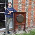 Harry gets to ring the gong , Hexachordia at All Saints Church, Stuston, Suffolk - 17th June 2023