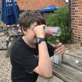 Fred looks through a bottle, Orford Castle and Ipswich Injections, Suffolk  - 18th June 2023