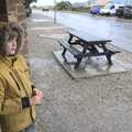 Harry waits outside the bogs in the rain, The Destruction of Mrs T's Chipper, Blackshore, Southwold - 9th July 2023