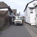 Church Street is blocked by a scaffolding lorry, Harry's Last Primary-School Day, Eye, Suffolk - 20th July 2023