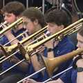 The trombone section, The Suffolk Youth Wind Orchestra at Haan, North Rhine-Westphalia, Germany - 28th July 2023