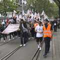 The protest moves along Graf-Adolf Straße, A Walk To The Rheinturm, Düsseldorf, Germany - 29th July 2023