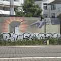 Pointing graffiti on the way back to the airport, A Walk To The Rheinturm, Düsseldorf, Germany - 29th July 2023