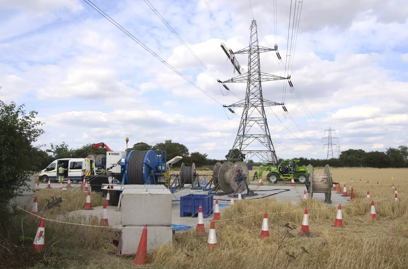 The pylon upgrade site, from National Grid Pylon Upgrades, Thrandeston, Suffolk - 30th July 2023