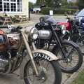There are some nice old bikes outside the Castle, The Irish Massive do Framlingham and Southwold, Suffolk - 9th August 2023