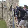 Jamie waves from the parapet, The Irish Massive do Framlingham and Southwold, Suffolk - 9th August 2023
