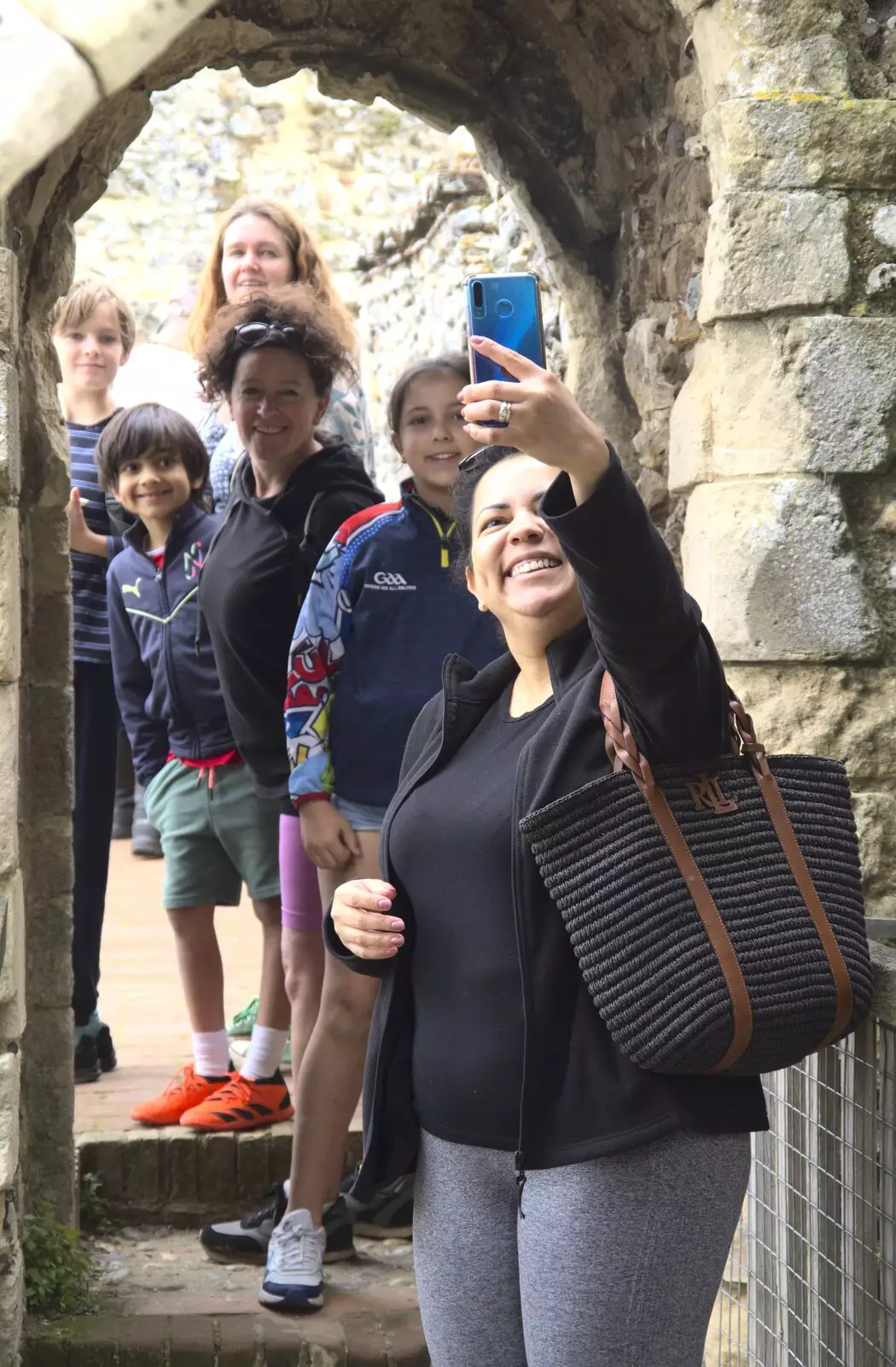 Haryanna takes a family selfie, from The Irish Massive do Framlingham and Southwold, Suffolk - 9th August 2023