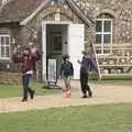 Ferd gives it some Vs as he leaves the shop, The Irish Massive do Framlingham and Southwold, Suffolk - 9th August 2023