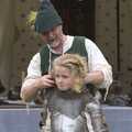 Hair is wrangled as mail armour is added, The Irish Massive do Framlingham and Southwold, Suffolk - 9th August 2023
