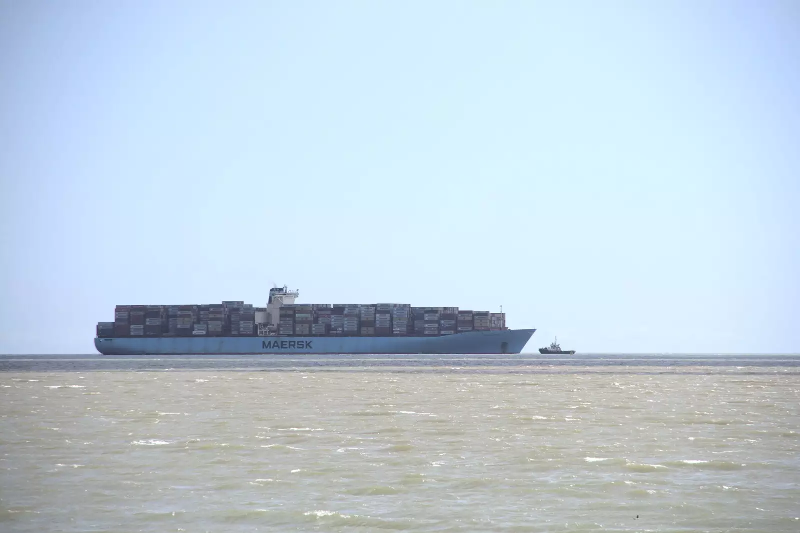 A huge container ship heads to the docks, from A trip on the Ferris Wheel, Felixstowe, Suffolk - 15th August 2023