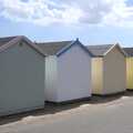 Pastel-shaded beach huts on the undercliff, A trip on the Ferris Wheel, Felixstowe, Suffolk - 15th August 2023