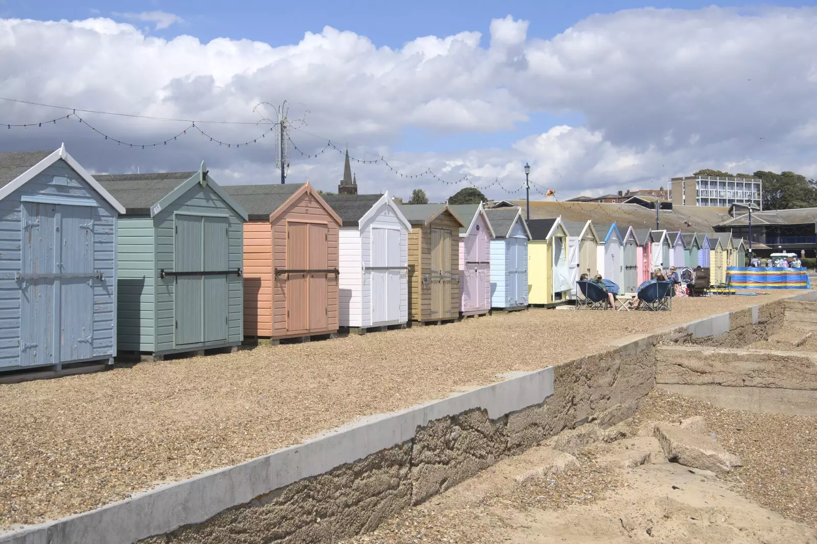 More pastel beach huts on the prom, from A trip on the Ferris Wheel, Felixstowe, Suffolk - 15th August 2023