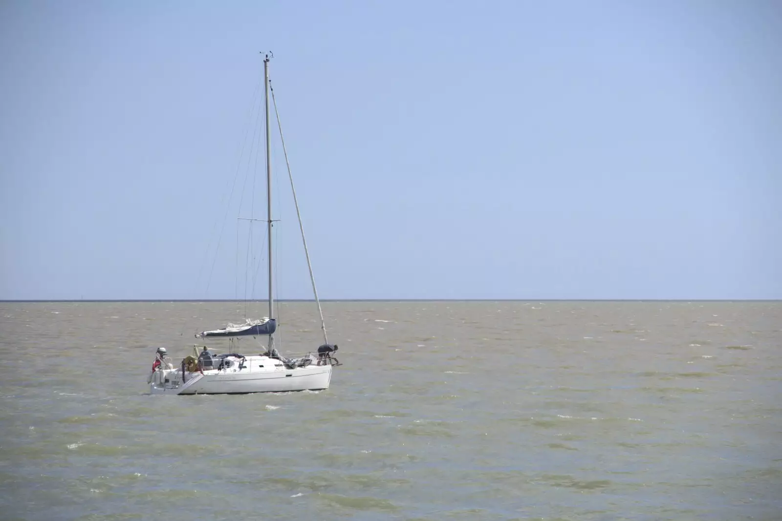 It's anchors a-weigh for a yacht, from A trip on the Ferris Wheel, Felixstowe, Suffolk - 15th August 2023