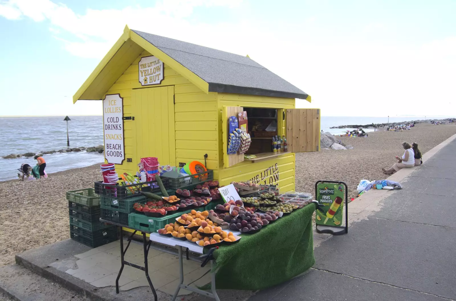 There's a theme with hut cafés on the beach, from A trip on the Ferris Wheel, Felixstowe, Suffolk - 15th August 2023