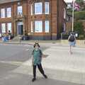 Harry in front of the Town Hall, A trip on the Ferris Wheel, Felixstowe, Suffolk - 15th August 2023