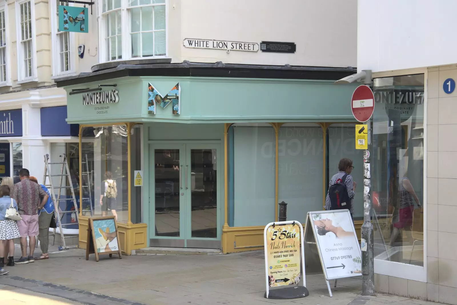 The closed-down Montezuma's on Gentleman's Walk, from Shoe Shopping in Norwich, Norfolk - 16th August 2023