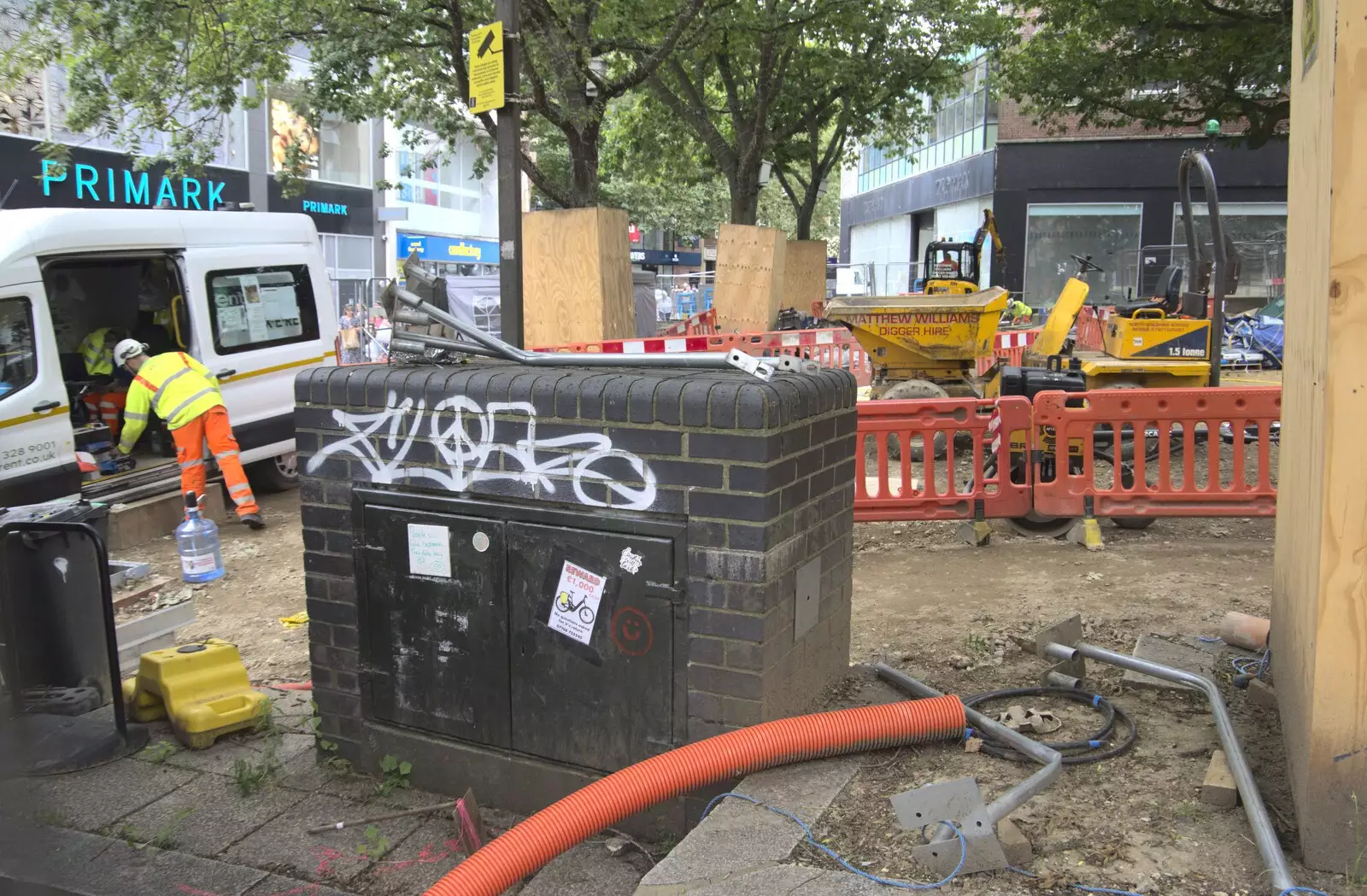 More building works on the Haymarket, from Shoe Shopping in Norwich, Norfolk - 16th August 2023