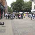 There's a busking saxophone on Gentleman's Walk, Shoe Shopping in Norwich, Norfolk - 16th August 2023