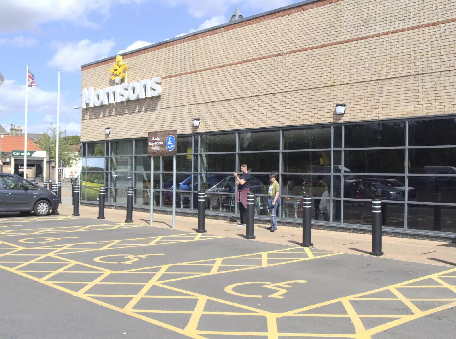 Sean's on the phone outside Morrisons, from Sean Visits, and an 18th Birthday Party, Eye, Suffolk - 18th August 2023