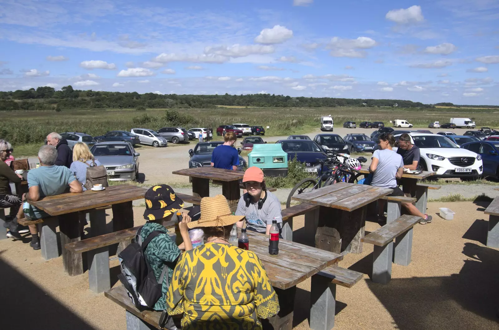 We hang out in the car park at Dunwich, from A Cambridge Reunion on the Beach, Dunwich, Suffolk - 23rd August 2023