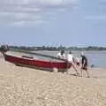 A small boat is put out to sea, A Cambridge Reunion on the Beach, Dunwich, Suffolk - 23rd August 2023