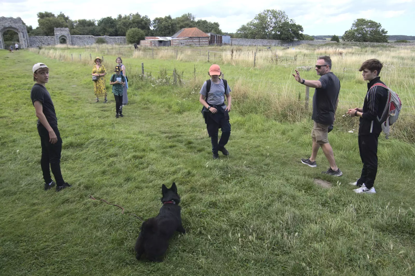 John does a bit of dog training, from A Cambridge Reunion on the Beach, Dunwich, Suffolk - 23rd August 2023