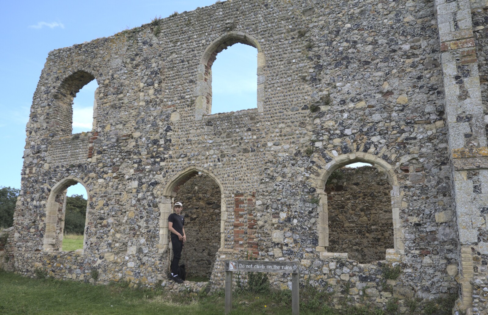 Lucas in the ruins of Greyfriars from A Cambridge Reunion on the Beach, Dunwich, Suffolk - 23rd August 2023