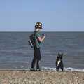 Harry interacts with the dog, A Cambridge Reunion on the Beach, Dunwich, Suffolk - 23rd August 2023