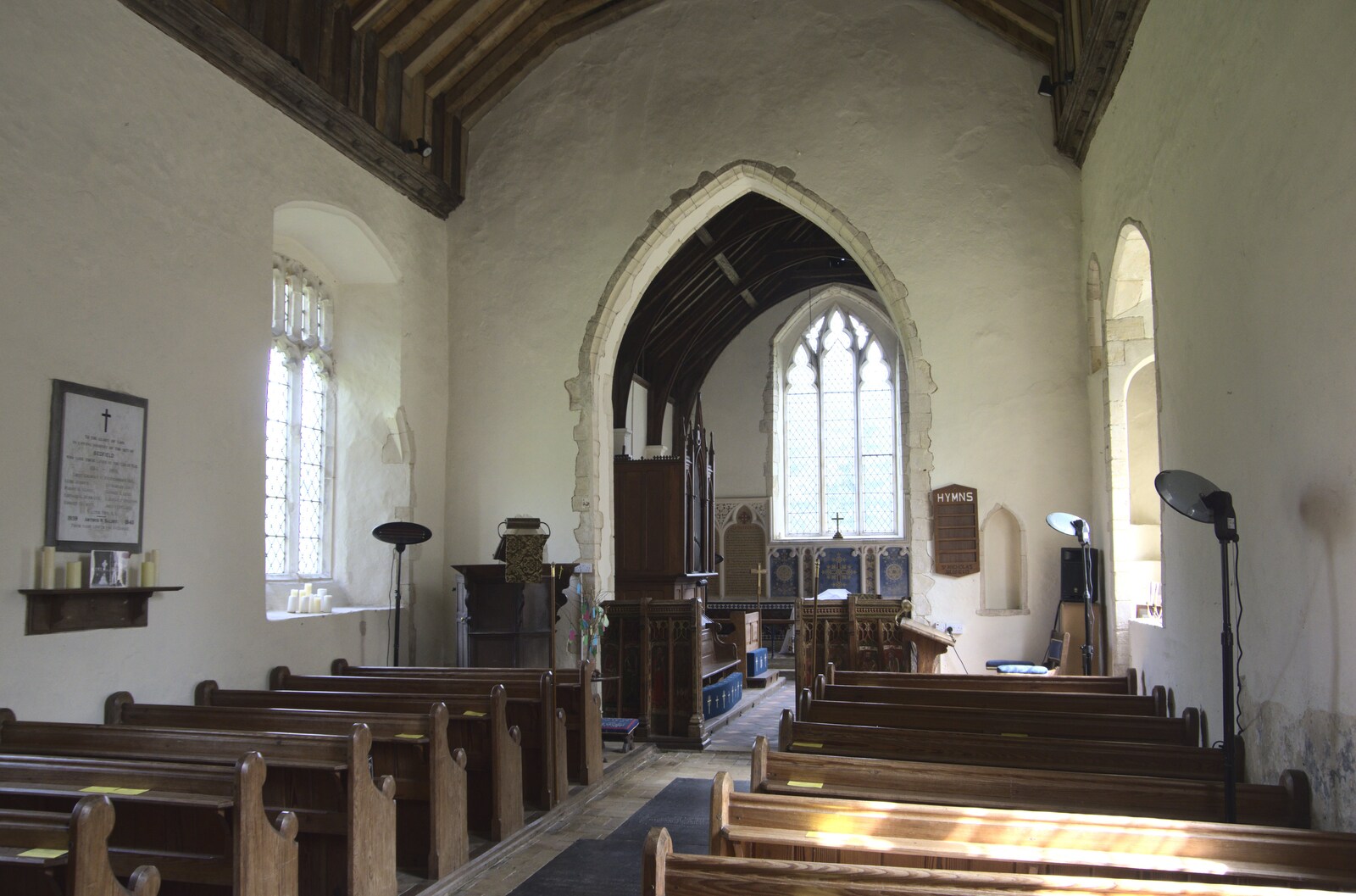In the nave of St. Nicholas, Bedfield from The BSCC at the Cock Inn and a Flute Exam, Bedfield, Suffolk - 25th August 2023