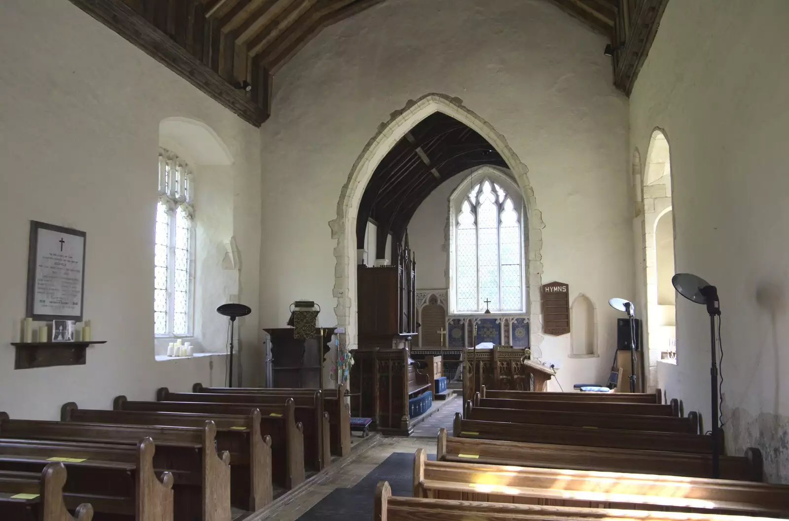 In the nave of St. Nicholas, Bedfield, from The BSCC at the Cock Inn and a Flute Exam, Bedfield, Suffolk - 25th August 2023