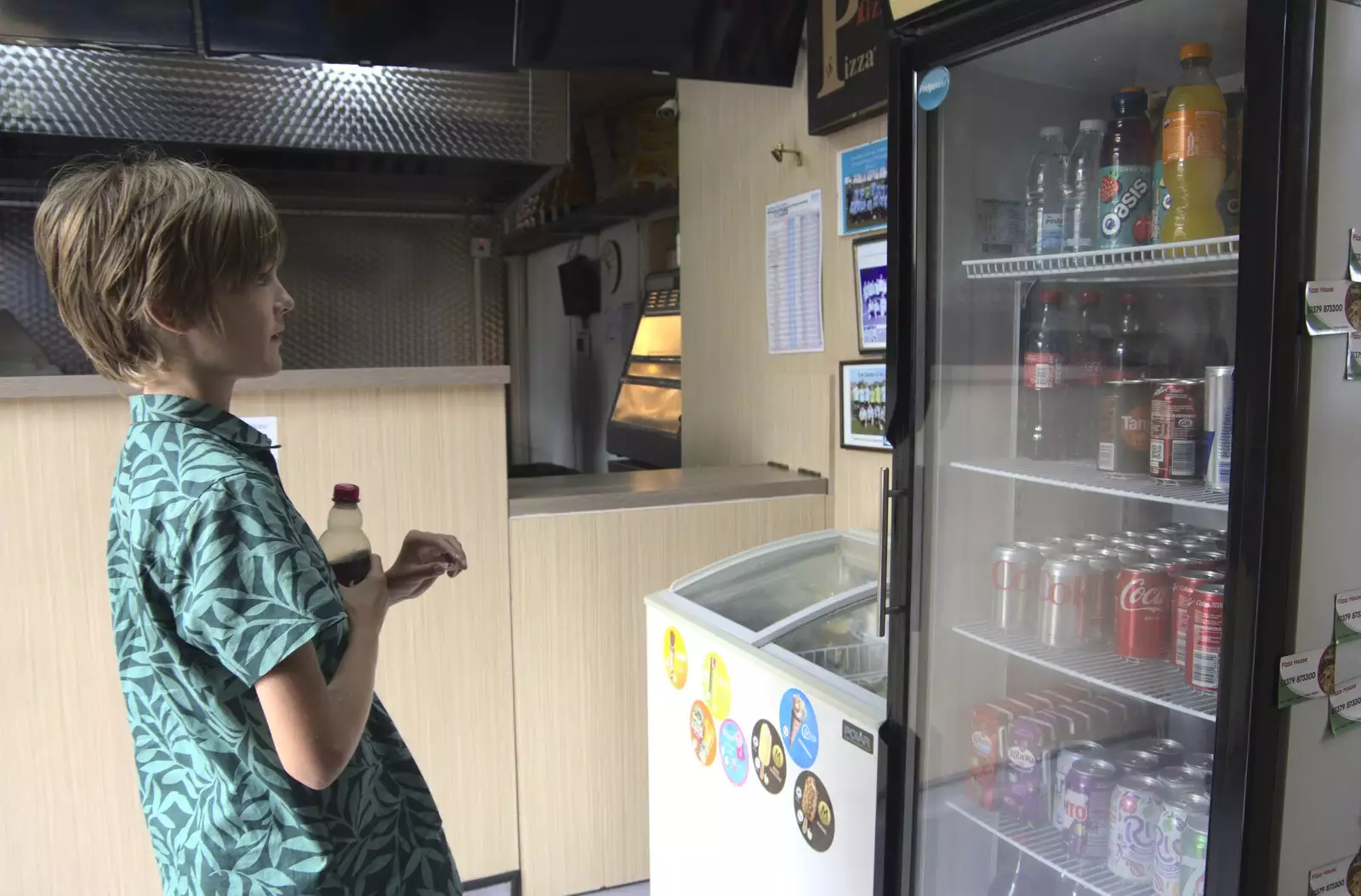 Harry checks out the fridge in the kebab shop, from The BSCC at the Cock Inn and a Flute Exam, Bedfield, Suffolk - 25th August 2023