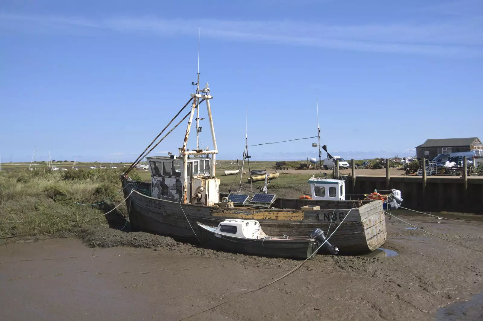 Derelict fishing boats, from Camping on the Edge at Snettisham Beach, Norfolk - 28th August 2023