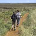 Fred and Isobel walk along the path, Camping on the Edge at Snettisham Beach, Norfolk - 28th August 2023