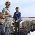 Harry gets to skipper to tour boat for a bit, Fred and the SYWO at Snape Maltings, Snape, Suffolk - 3rd September 2023