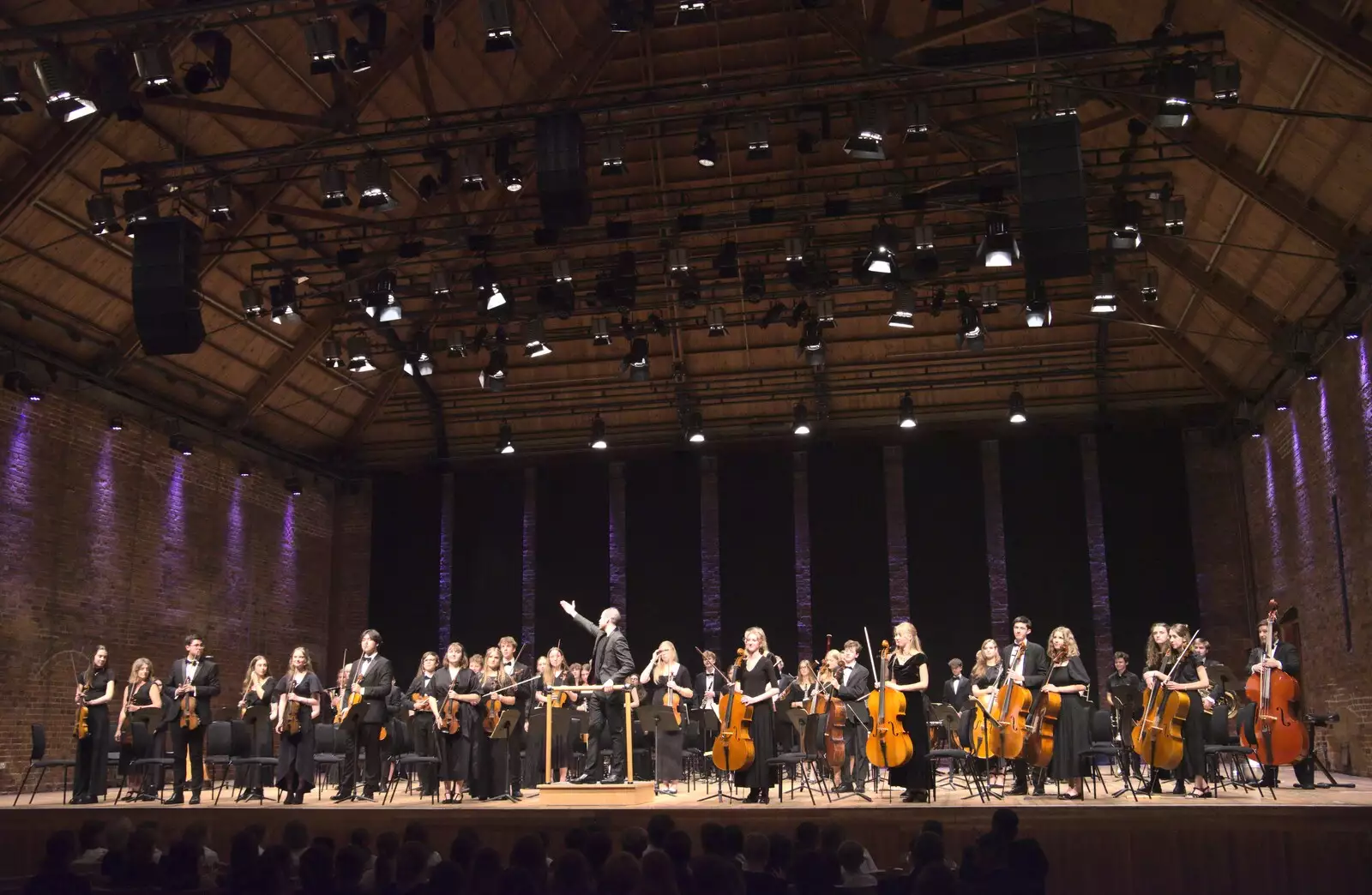 The full youth orchestra takes a bow after their set, from Fred and the SYWO at Snape Maltings, Snape, Suffolk - 3rd September 2023