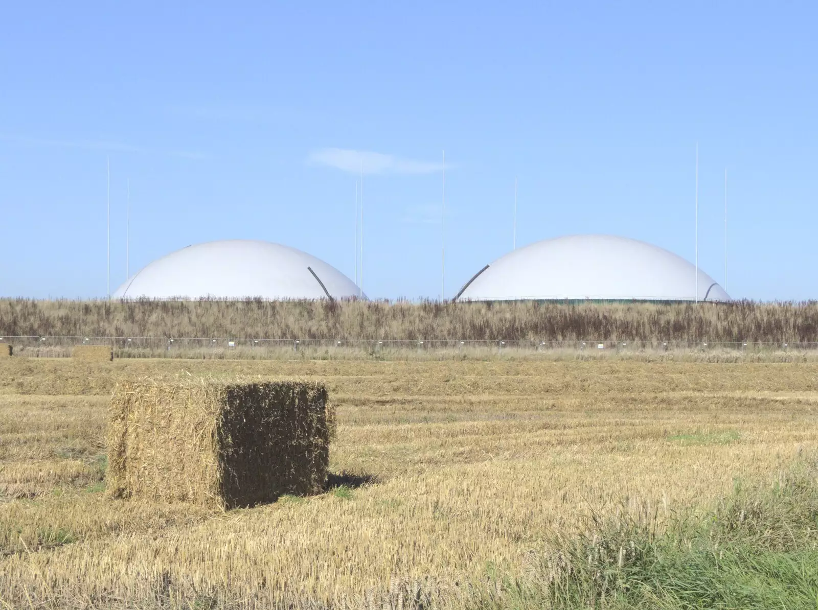 Some large anaerobic digesters near Bressingham, from Isobel's Pantomime Workshop, Town Hall, Eye - 9th September 2023