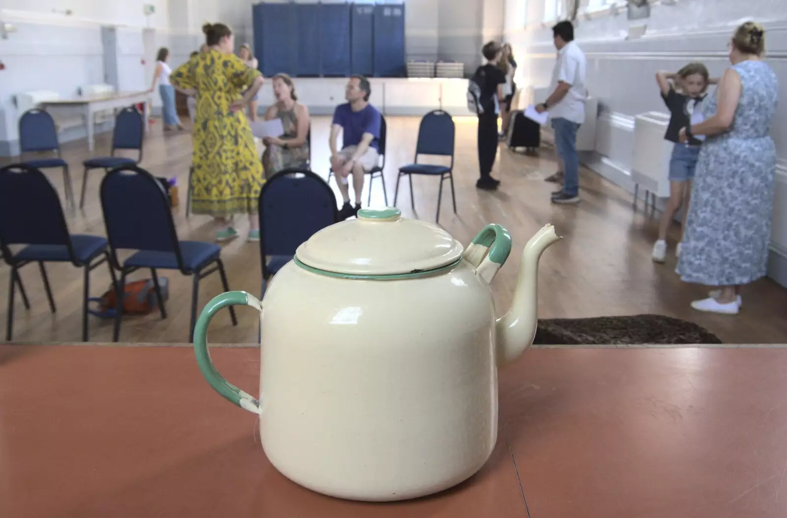 There's an awesome 1950s teapot under the counter, from Isobel's Pantomime Workshop, Town Hall, Eye - 9th September 2023