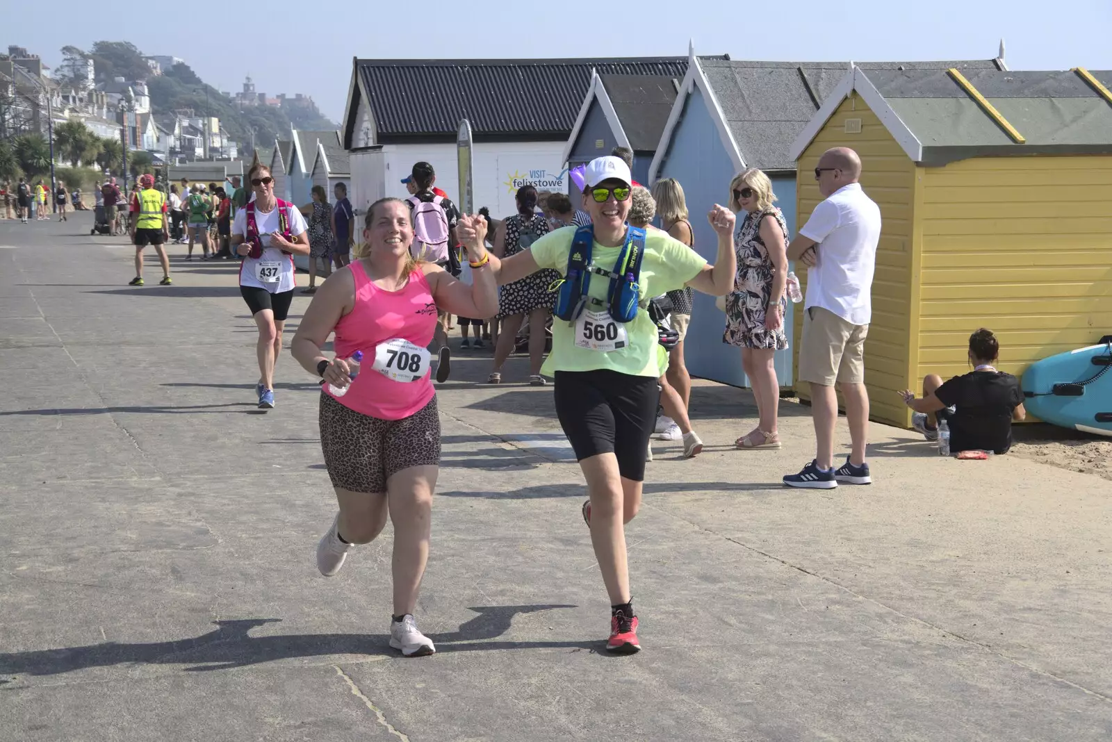 Celebration at the end of a 10 mile run, from A Postcard From Felixstowe Ferry, Suffolk - 10th September 2023