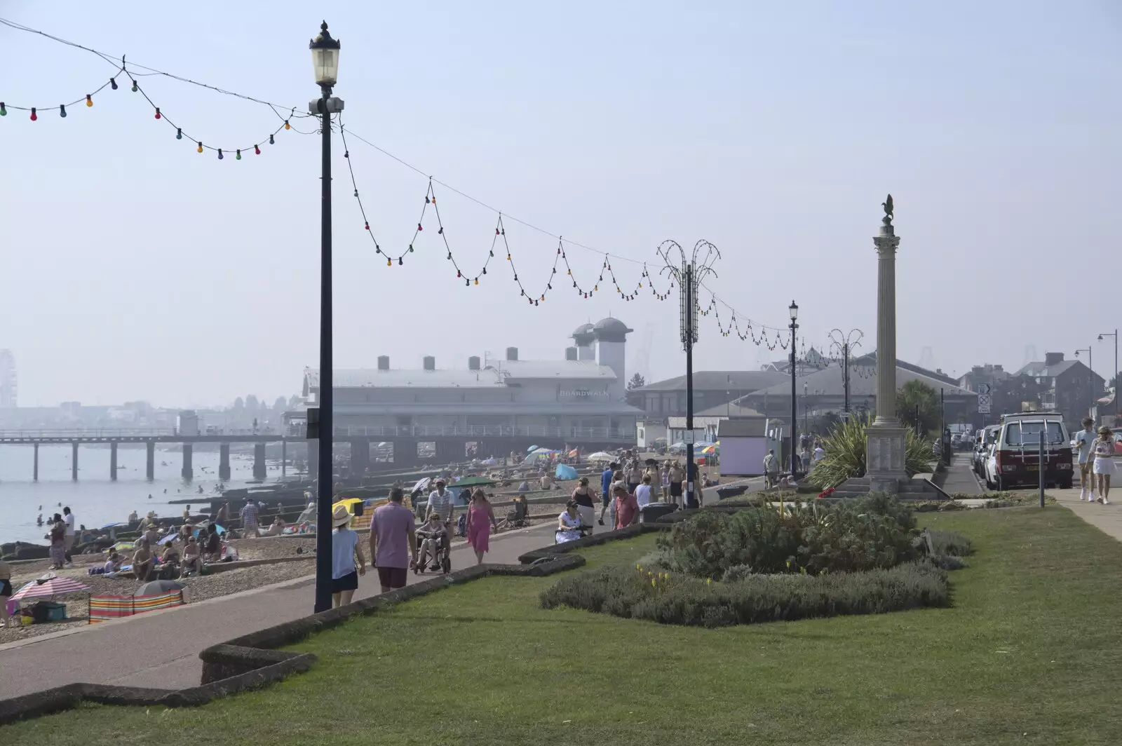 Late summer haze on the seafront, from A Postcard From Felixstowe Ferry, Suffolk - 10th September 2023